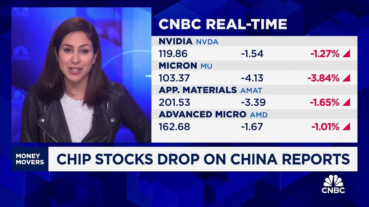 Chip stocks drop on China reports